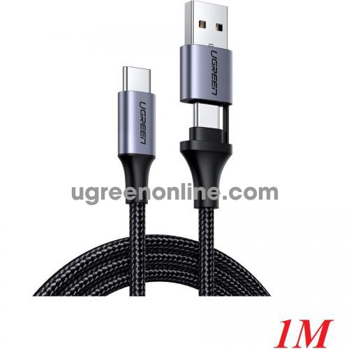 Ugreen 70416 1m qc3.0 cable USB Type C to USB Type C + USB A Quick charger black US314 10070416