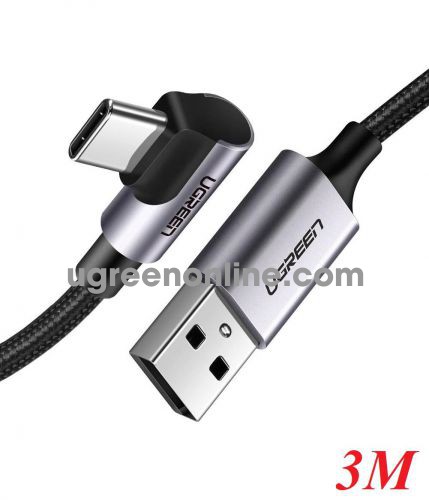 Ugreen 70255 3M Right Angle 90 Degree Black USB-C Male To USB2.0 A Male 3A Data Cable US284 10070255