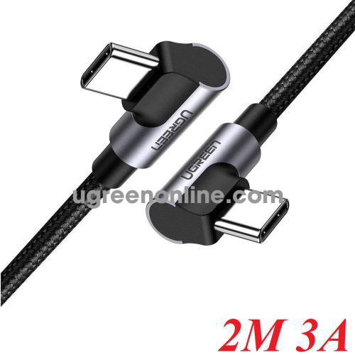 Ugreen 70882 2M 3A 90 Degree Usb Type C 2.0 To Usb-C 2.0 90 Degree Cable Gray Color US323 10070882