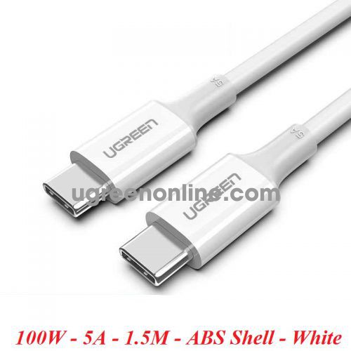 Ugreen 80370 1.5m 100w pd usb Type C Male to usb-C Male 2.0 ABS Shell 5A Current cable White US300 10080370