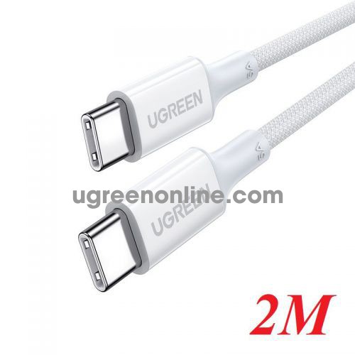 Ugreen 15269 2m 100w 5a qc4.0 pd USB type C to USB-C 2.0 Silicone Fast Charging Cable White US557 10015269