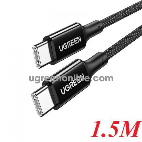 Ugreen 15276 1.5m 100w 5a qc4.0 pd USB type C to USB-C 2.0 Silicone Fast Charging Cable Black US557 10015276