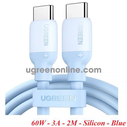 Ugreen 15281 2m 60w 3a qc4.0 pd USB type C to USB-C 2.0 Silicone Fast Charging Cable blue US563 10015281