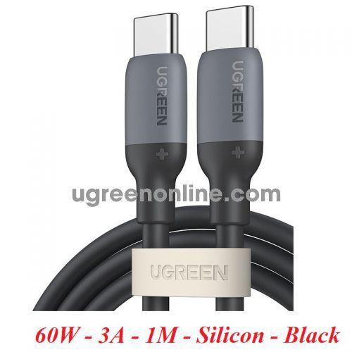 Ugreen 15284 1.5m 60w 3a qc4.0 pd USB type C to USB-C 2.0 Silicone Fast Charging Cable black US563 10015284