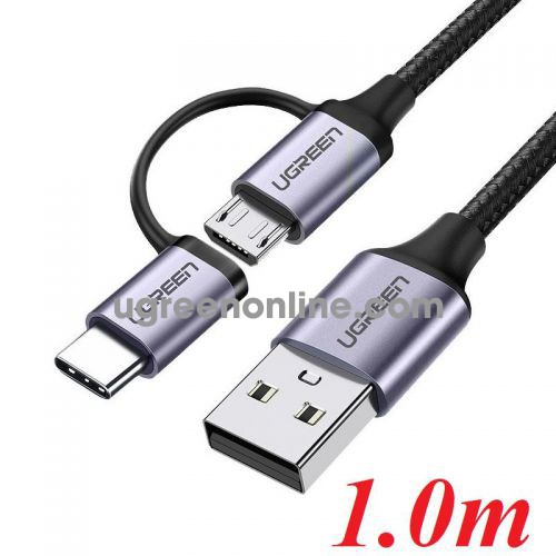 Ugreen 30875 1m black USB A to Micro USB + USB Type C Cable US177 10030875