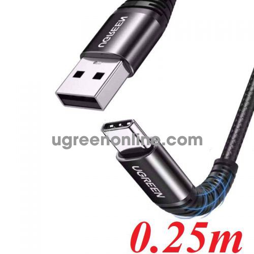 Ugreen 70559 20cm 3A black Nylon Braided USB A to Type C Data Cable 0.25M US301 10070559