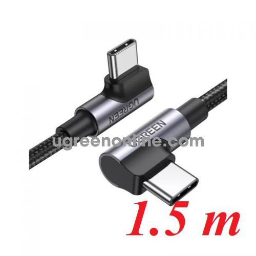 Ugreen 70697 1.5M both 90 degree head x 2 black Angled USB type C M-M Cable Aluminium Shell with Braided US335 10070697