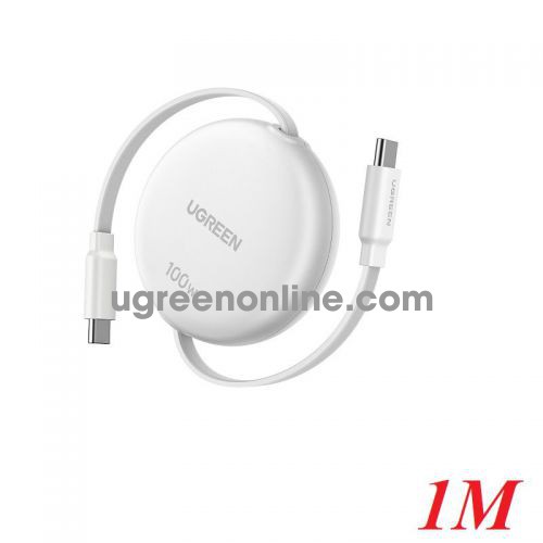 Ugreen 95673 1m 100w dây cáp có thể rút gọn type c sang usb-c sạc nhanh pd tốc độ truyền 480 mbps chip e-marker l531 10095673