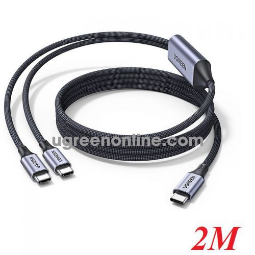 Ugreen 75733 2m 140w 2in1 type-c to dual 2x usb type c 2.0 5a max pd 3.1 charging cable cáp chia usb-c 1 ra 2 l533 10075733