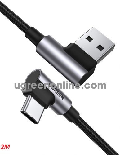 Ugreen 20857 2M Right Angle black USB type C Quick Charging Cable to 90 degree Angled A 2.0 US176 10020857