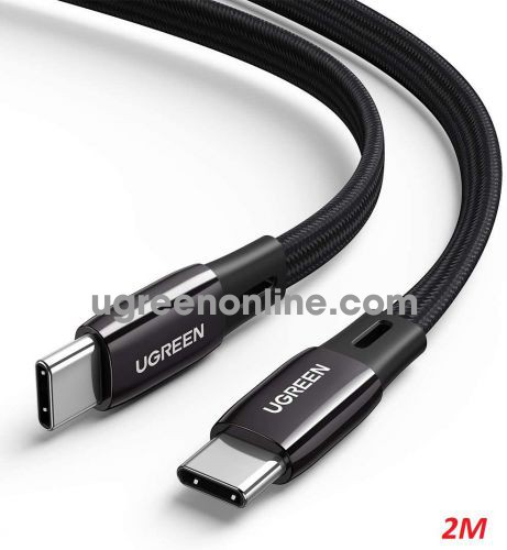 Ugreen 10969 2M 60W USB type C Flat Cable black with Braided US331 10010969
