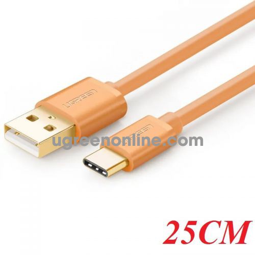 Ugreen 10665 25CM Orange USB 2.0 Male to Type-C USB Data Sync Charging CableUS141 10010665