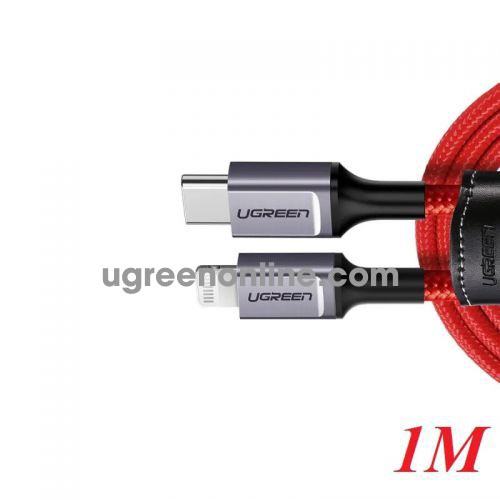 Ugreen 20309 1M Red USB Type-C to Lightning Fast Charging Line Braided US298 10020309