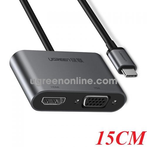 Ugreen 50738 15CM usb c to hdmi vga converter with pd xám cm162 10050738