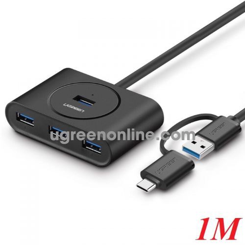 Ugreen 40850 1m usb 3.0 hub with type c port đen cr113 10040850