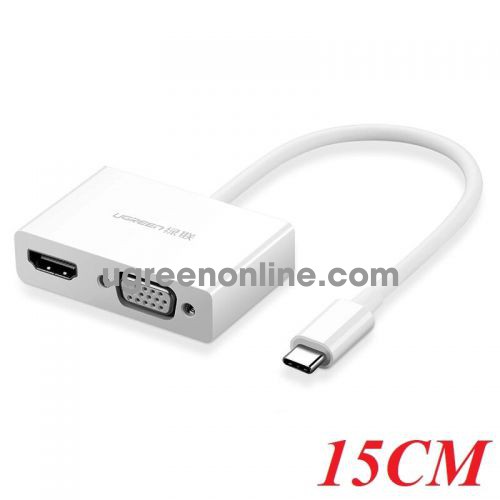 Ugreen 30843 15CM type c to hdmi vga trắng mm123 10030843