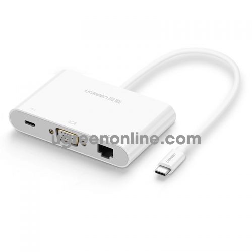 Ugreen 30439 15cm type c to vga ethenet hub trắng us182 10030439