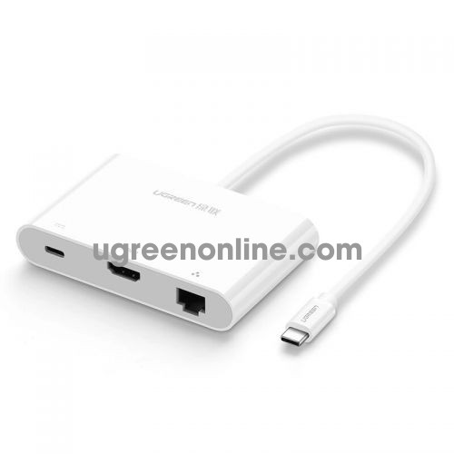 Ugreen 30440 15cm type c to hdmi ethenet hub trắng us182 10030440