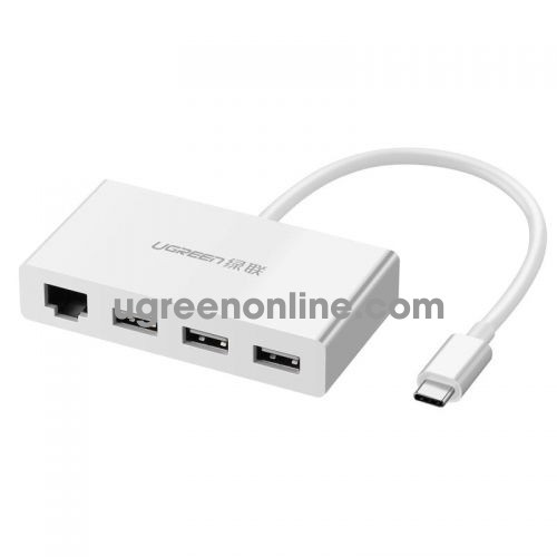Ugreen 40382 type c to 3 usb 3.0 hub ethernet trắng us237 10040382