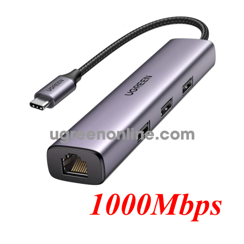 Ugreen 60600 3×USB 3.0 + RJ45 10 / 100 / 1000Mbps USB type C hub CM475 10060600