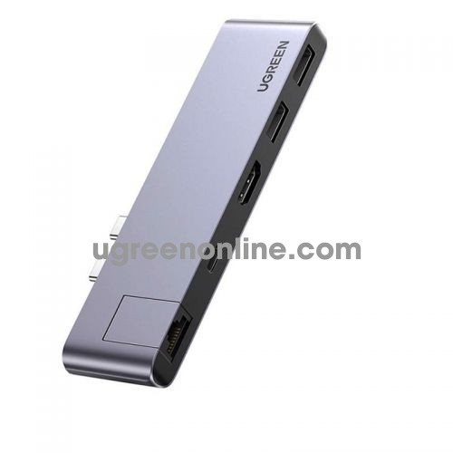 Ugreen 50984 usb c to 2*usb 3.0 2*usb c female hdmi gigabit converter gray cm218 10050984
