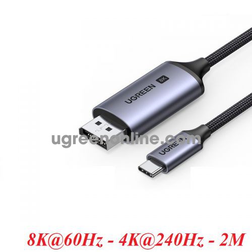 Ugreen 25158 2m 8K60Hz USB type C to DisplayPort 1.4 up to 4k240hz Cable for DP Alt Mode usb-c and Thunderbolt 3 & 4 and 32.4Gbps bandwith CM556 10025158