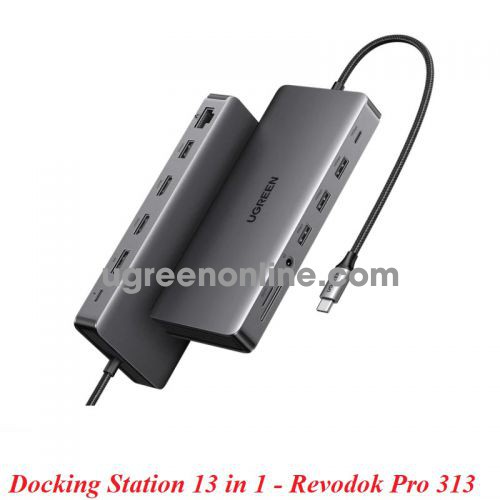 Ugreen 15978 13 in 1 Revodok Pro 313 Laptop Docking Station 4K Triple Display USB C Dock with Dual HDMI + DP + 10Gbps Data Port + 100W PD + Gigabit Ethernet + SD TF Card Reader CM681 10015978