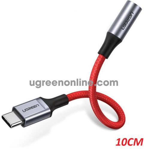 Ugreen 70506 10cm USB type C to 3.5mm M - F Round Cable Aluminum Shell with Braided 0.1m Red AV153 10070506