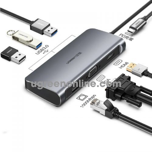 Ugreen 60557 7 in 1 usb c multifunctional converter gray CM256 10060557