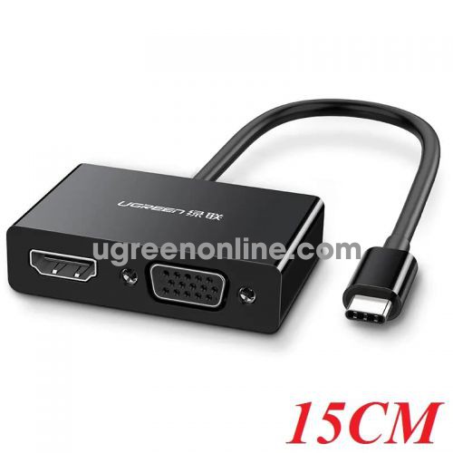 Ugreen 50251 15CM 4k usb type c bộ chuyển đổi sang hdmi vga black mm123 10050251