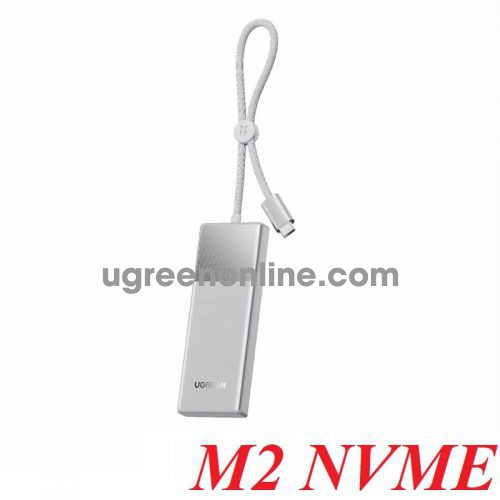 Ugreen 85491 20gbps box m.2 nvme hỗ trợ m-key 2230 / 2242 / 2260 / 2280 kèm cáp 20cm chuẩn usb type c dài 0.2m vỏ nhôm màu bạc hộp đựng ổ cứng ssd 85491f 10085491
