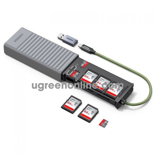 Ugreen 55899 usb-a and usb-c type c 5gbps card reader high-speed ​​sd x 2 / tf đọc đồng thời 2 thẻ tốc độ cao 170mb multifunctional storage kèm hộp đựng thẻ lưu trữ cm856 10055899
