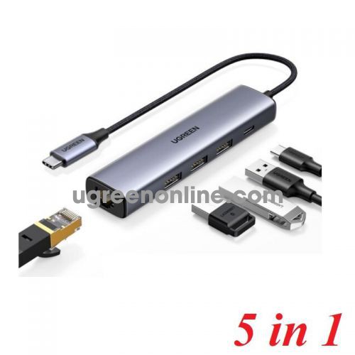 Ugreen 20932 3×Usb3.0 + Rj45 1000M + Pd Ethernet Adapter From Usb Type C CM475 10020932