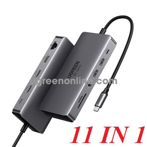 Ugreen 15965 USB type C to 2 × 4K60Hz 8K30Hz HDMI + 2 × USB-A 3.2 + USB-C 3.2 + USB-A 3.0 + RJ45 + SD + TF + 3.5mm + PD Multifunction Adapter CM681 10015965