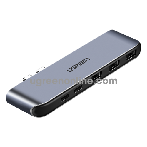 Ugreen 50775 dual usb c to 3*usb 3.0 usb c female pd converter xám cm206 10050775