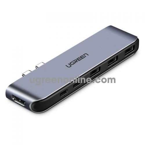 Ugreen 50963 dual usb c to hdmi 3 usb 3.0 type c female pd converter xám cm206 10050963
