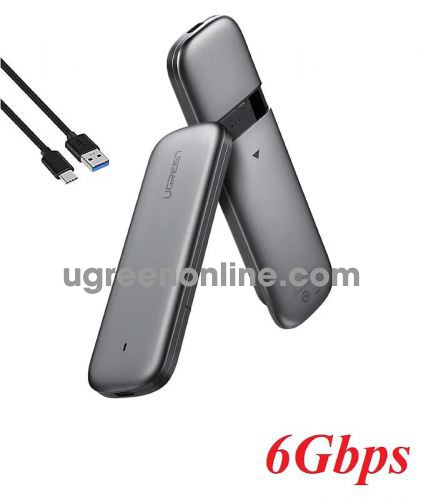 Ugreen 60355 M.2 SSD Enclosure M2 SATA NGFF to USB Type C Adapter Aluminum 6Gbps B-Key Hard Drive Caddy External Case Tool-Free with USB Type C to USB A Cable CM238 10060355