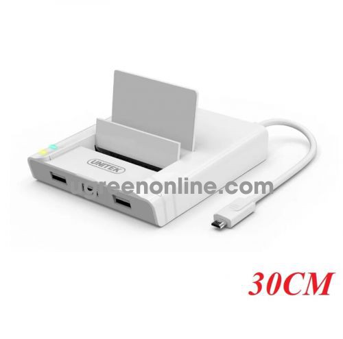 Unitek 97321 Y-2175 30CM Màu Trắng Bộ chuyển đổi Micro USB sang 3 cổng Usb 2.0 + Lan + 10097321