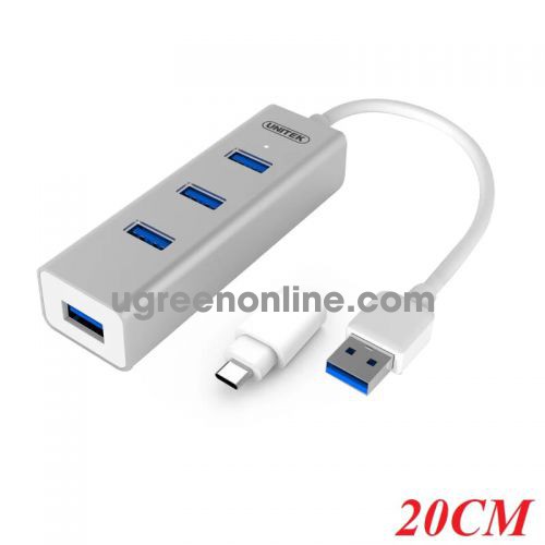 Unitek 96686 Y-3082 20CM Bộ chia Usb 3.0 4 Ports + Đầu đổi Type-C 10096686