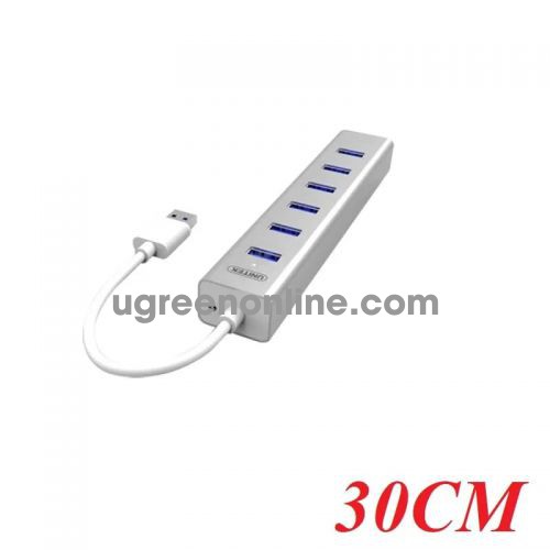 Unitek 95643 Y-3090 30CM Màu Xám Bộ chia Usb 3.0 7 cổng có kèm nguồn phụ 10095643