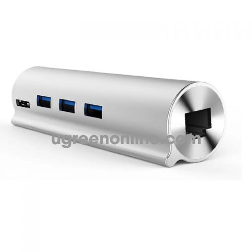 Unitek 98245 Y-3095 Màu Bạc Bộ chuyển đổi USB Type-C sang 3 cổng USB 3.0 + Lan Gigabit 10098245