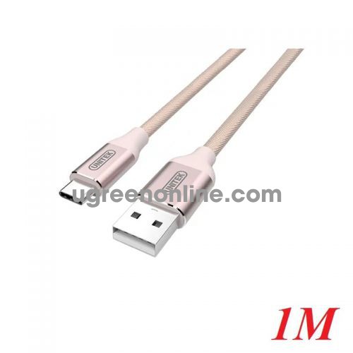 Unitek 97957 Y-C4025ARG 1M Màu Rose Gold Cáp sạc + truyền dữ liệu USB 2.0 sang Type-C bọc dù 10097957