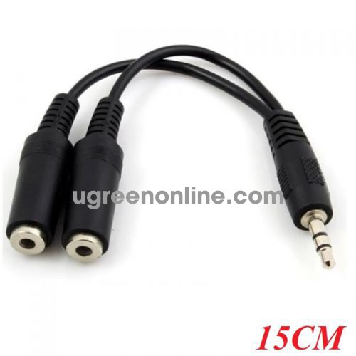 Unitek 96387 Y-C901 15CM Màu Đen Cáp chia 1 ra 2 cổng Audio 3.5mm 10096387