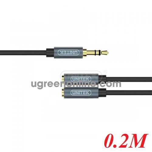 Unitek 97731 Y-C956ABK 0.2M Màu Đen Cáp chia âm thanh giắc 3.5mm 1 ra 2 10097731