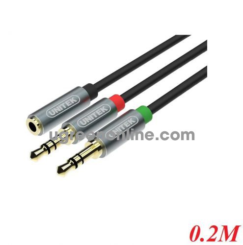 Unitek 98482 Y-C957ABK 0.2M Màu Đen Cáp chuyển từ giắc 3.5mm sang 2 giắc Mic + Phone 10098482