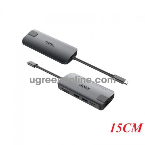 Unitek 97815 Y-DK09016GY 15CM Màu Xám Bộ chuyển Type-C sang Usb 3.0 + Hdmi + Vga + Lan + Type-C DP 10097815