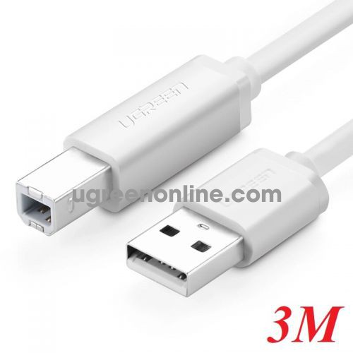 Ugreen 10481 3m usb 2.0 a male to b male cable trắng us104 10010481