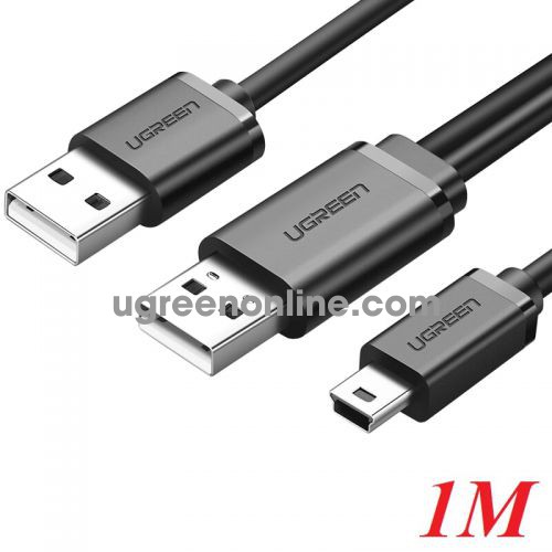 Ugreen 10347 1m usb a male x2 to mini 5pin cable us107 10010347