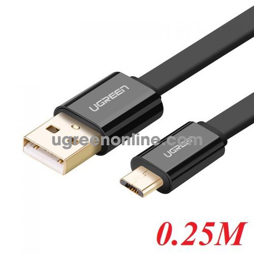 Ugreen 30674 0.25m usb 2.0 to micro usb flat cable đen us118 10030674