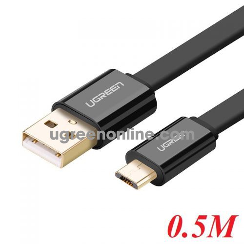 Ugreen 30675 0.5m usb 2.0 to micro usb flat cable đen us118 10030675